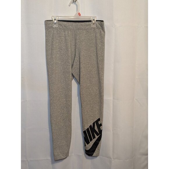 Nike Women's Grey Leggings Size Small "Just Do It" Big Logo Spellout On Leg - Picture 1 of 15
